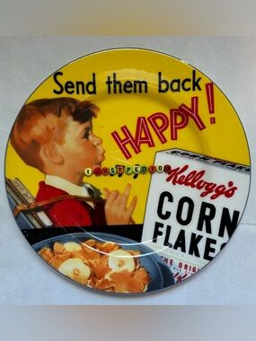 Vintage Kellogg’s Corn Flakes Plate | Funny “Send Them Back Happy” Decor